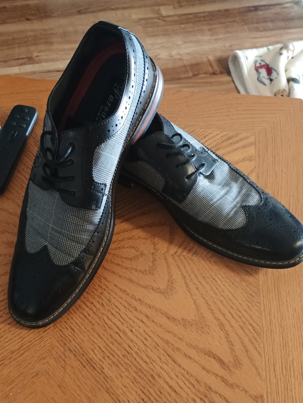 MENS PARRAXO DRESS SHOE SZ 13 HOUNDSTOOTH (MADE IN ITALY.. BLK / WHT)